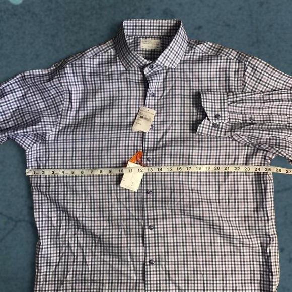 Lorenzo Uhomo NWT Purple  white blue plaid long sleeve button up shirt - Picture 5 of 8